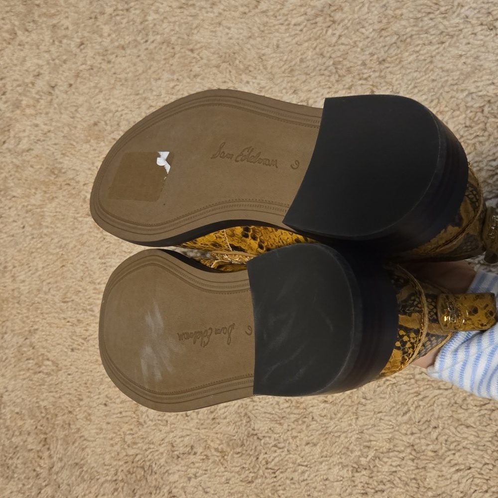 Sam Edleman Leather Snakeskin Printed Loafers - Picture 3 of 4
